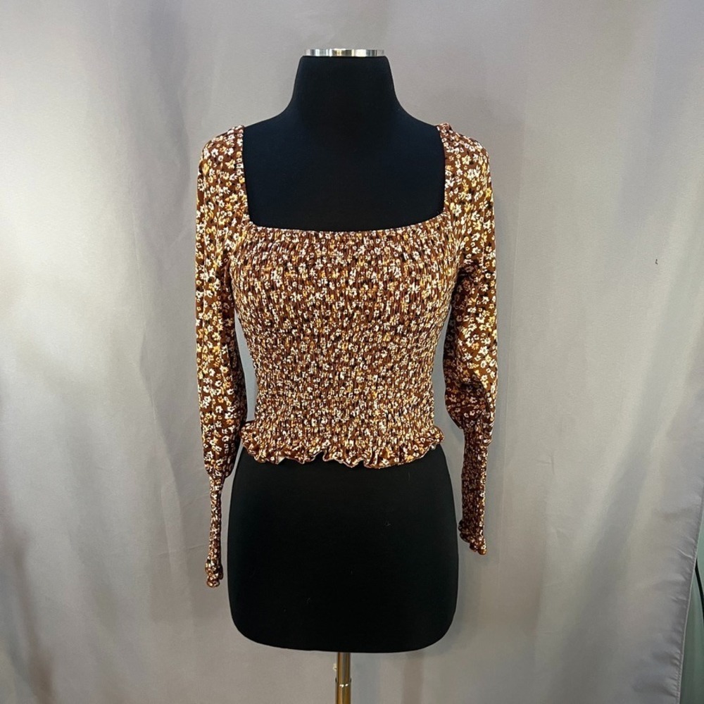 Love & Honey Women's M Smocked Floral Cottagecore Milkmaid Top Y2K Boho